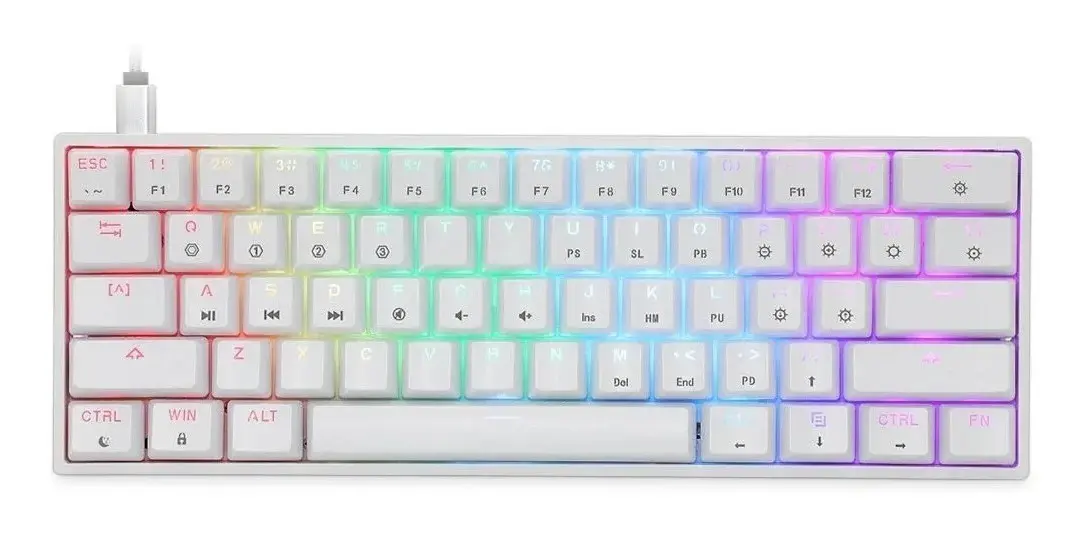 Teclado mecanico HK Gaming GK61 blanco RGB